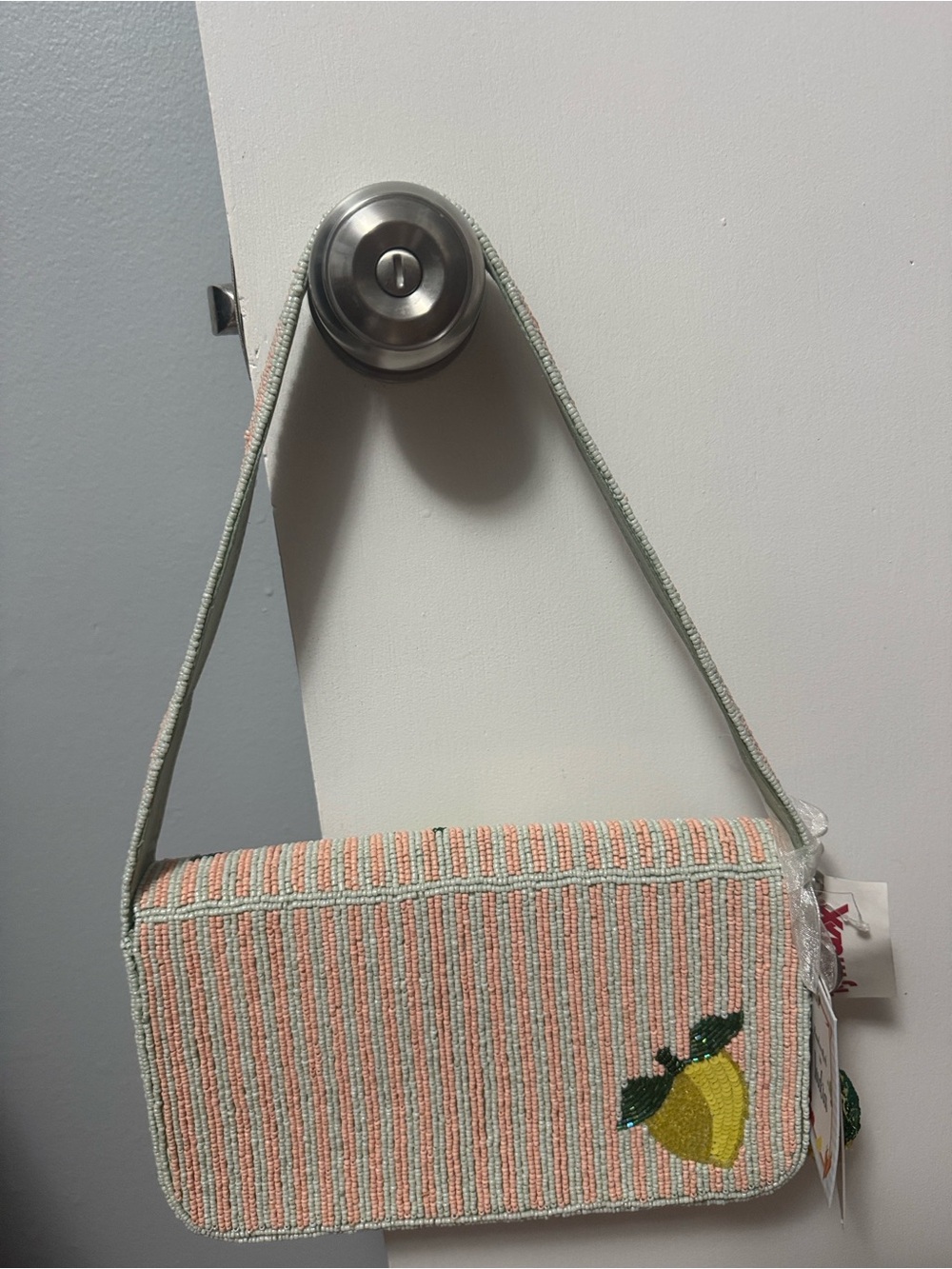 T.J.Maxx Beaded Lemon Shoulder Bag in Yellow and Cream - Picture 2 of 4
